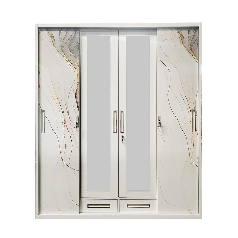 Printed 4 Doors Metal Bedroom Wardrobe