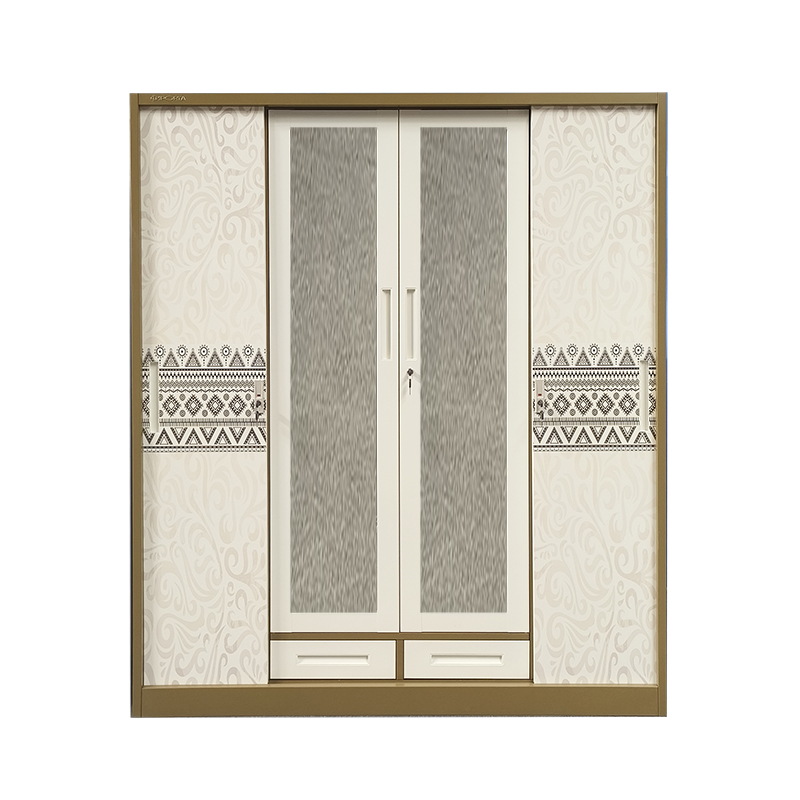 Printed 4 Doors Metal Bedroom Wardrobe