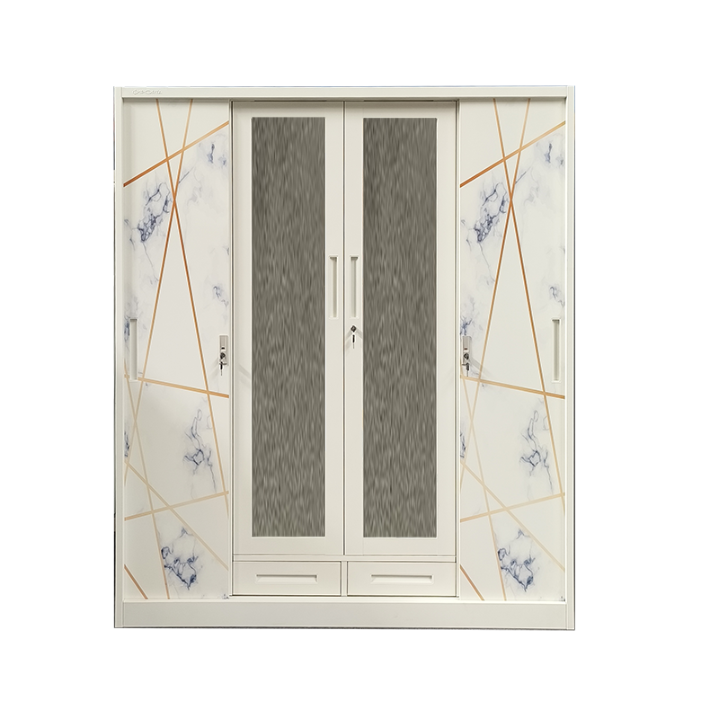 Printed 4 Doors Metal Bedroom Wardrobe