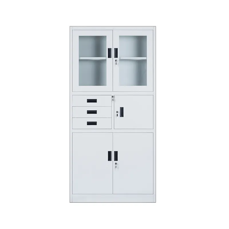 Metal File Cabinet Glass Door With Inner Safety Box